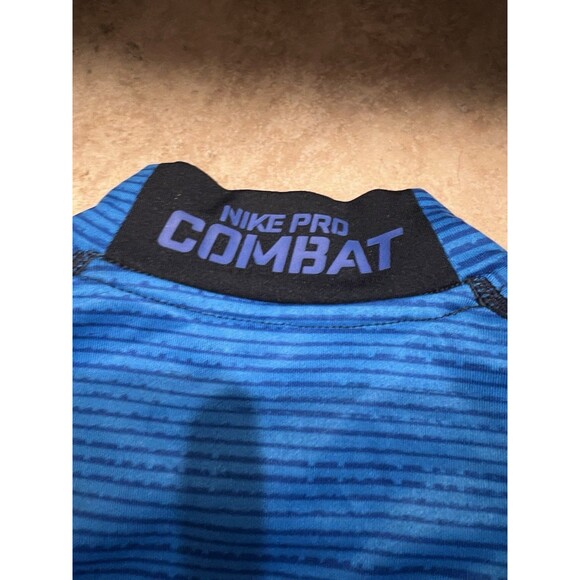 Nike Shirt Mens Small Pro Combat Hyperwarm Fitted Blue Athletic Running Gym - Picture 7 of 9